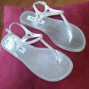 Steve Madden silver rhinestone thong sandals